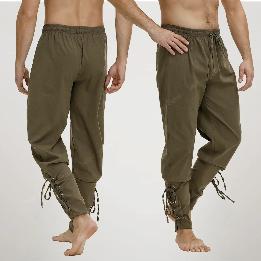 Piratenhose für Herren, Kostüm, Renaissance, mittelalterliche Hose, Kordelzug-Shorts, Halloween-Kostüm, Erwachsenen-Cosplay