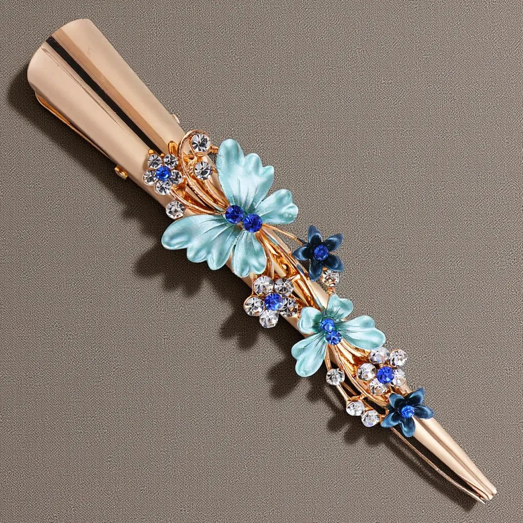 

Flower Duckbill Clip Metal Alloy Large Hair Barrette for Women Vintage Fashion Hair Accessory Party Travel Festival Daily Wear