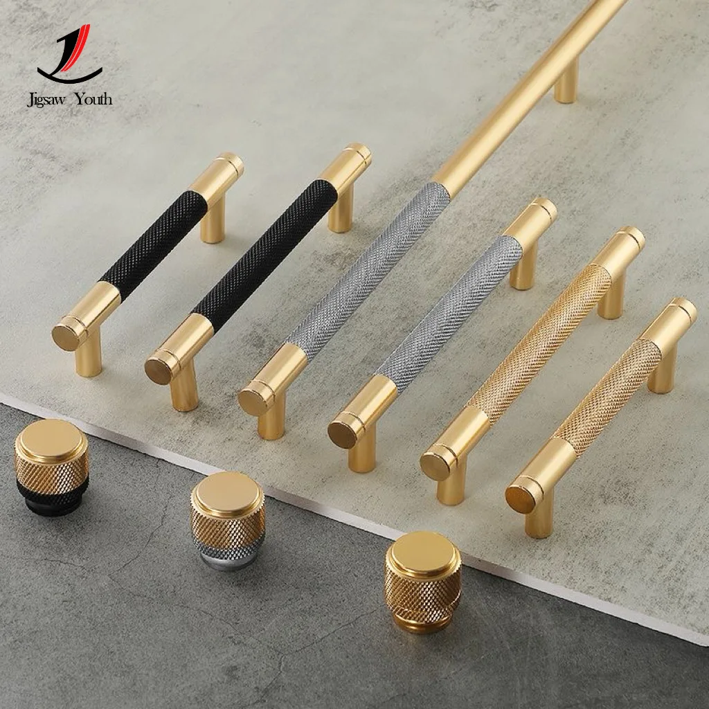 25mm-158mm New Modern Gold Cabinet Handle Black Cupboard Handle Wardrobe Door Handle Drawer hardware Handle