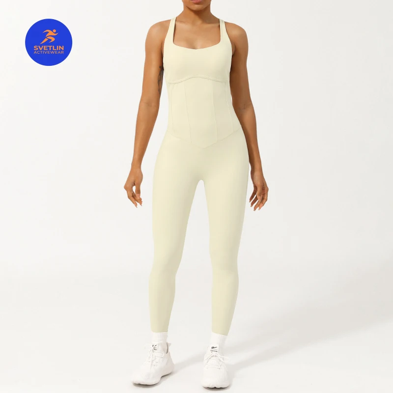 SVETLIN EU US Size Top Quality Crossborder New Womens Fishbone Shaping Yoga Jumpsuit Adjustable Straps One Piece Fitness