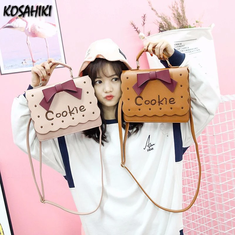 Personality Girls Letter Embroidery Crossbody Bag Cartoon Sweet Bow Y2k Women\'s Handbags Fashion Casual Shoulder Bags Japanese