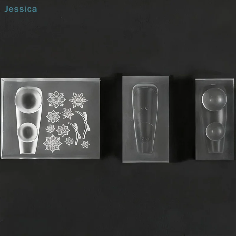 ♥ 1 Juego de moldes navideños de silicona 3D para uñas, formas de copos de nieve y esferas para hacer decoración de manicura DIY