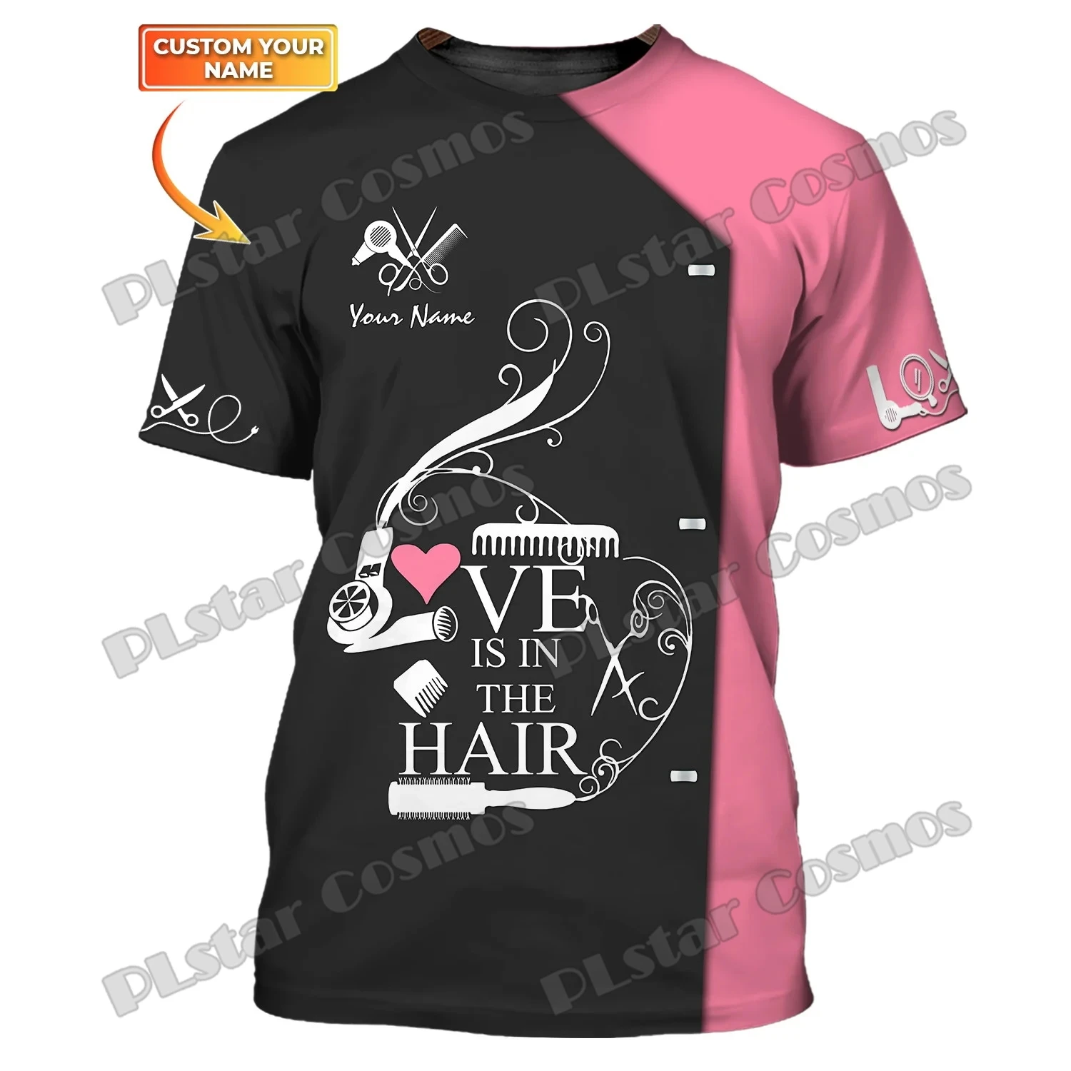 Fashion Hairstylist T Shirt Barber Pattern Custom Name 3D Printed Mens t shirt Summer Unisex Casual Tee [Non Workwear] DW227