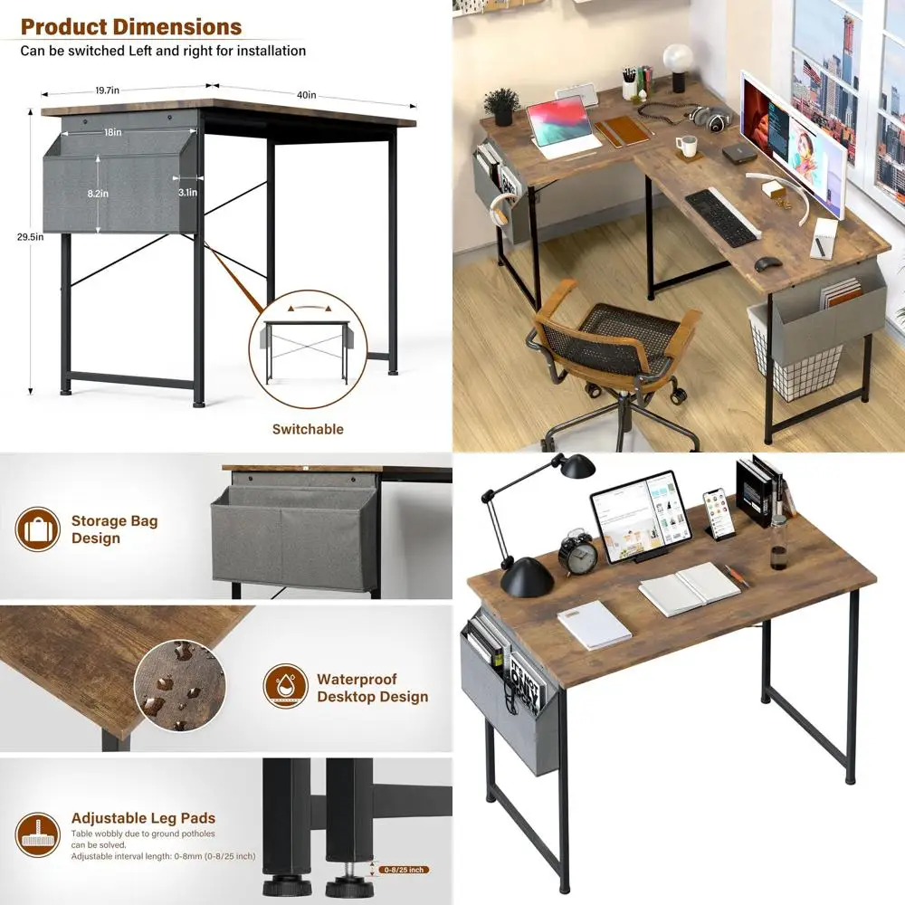 

Small Space Writing Desk with Headphone Hooks, Modern Simple Design, Suitable for Study, Home Office and Living Room