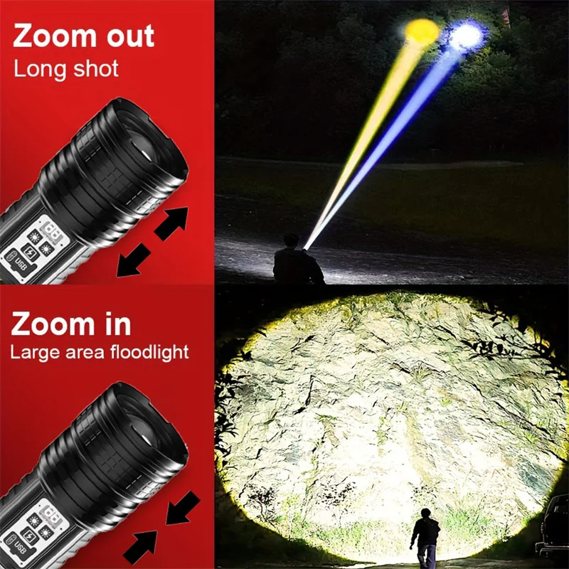 High Power Rechargeable Led Flashlight Ultra Powerful Flashlight Tactical Torch For Fishing Hunting Camping Lantern