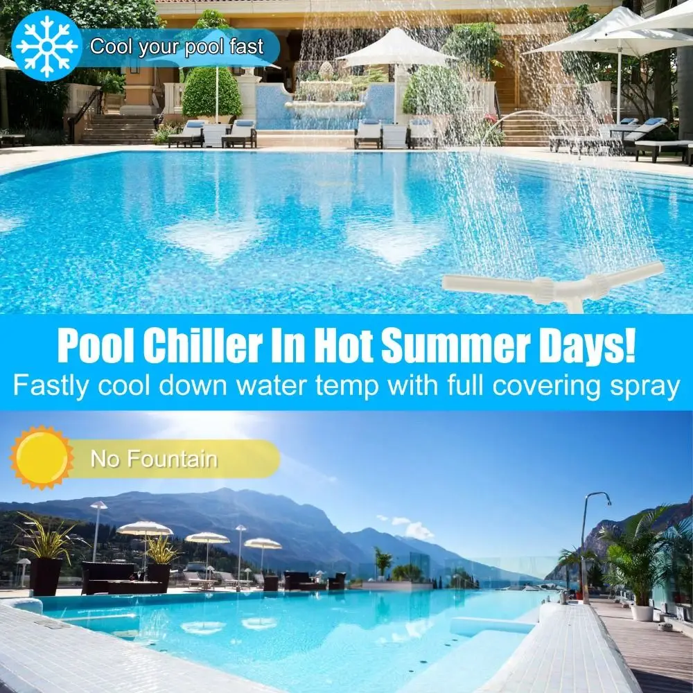 

PVC Pool Fountain Sprayer Double-jet Waterfall Adjustable Swimming Pool Fountain Relaxation Cooling Spray Head