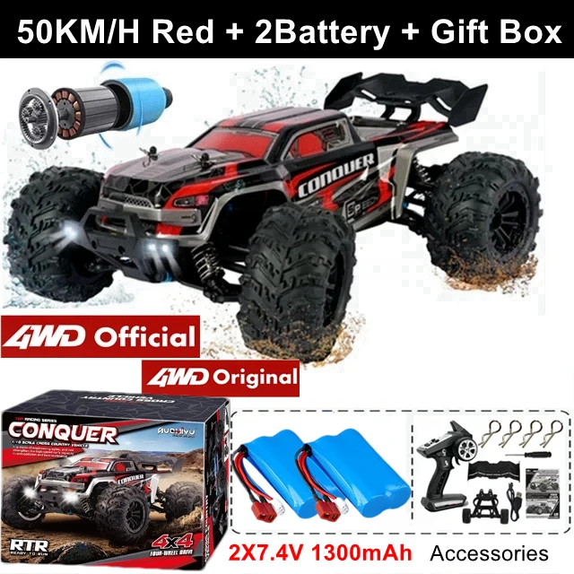 4WD 1:16 80 KM/H Super Borstelloze 50 KM/H Geborsteld RC Auto 4x4 Off Road Afstandsbediening Hoge Snelheid Drift Racing Truck Speelgoed Kinderen Volwassenen