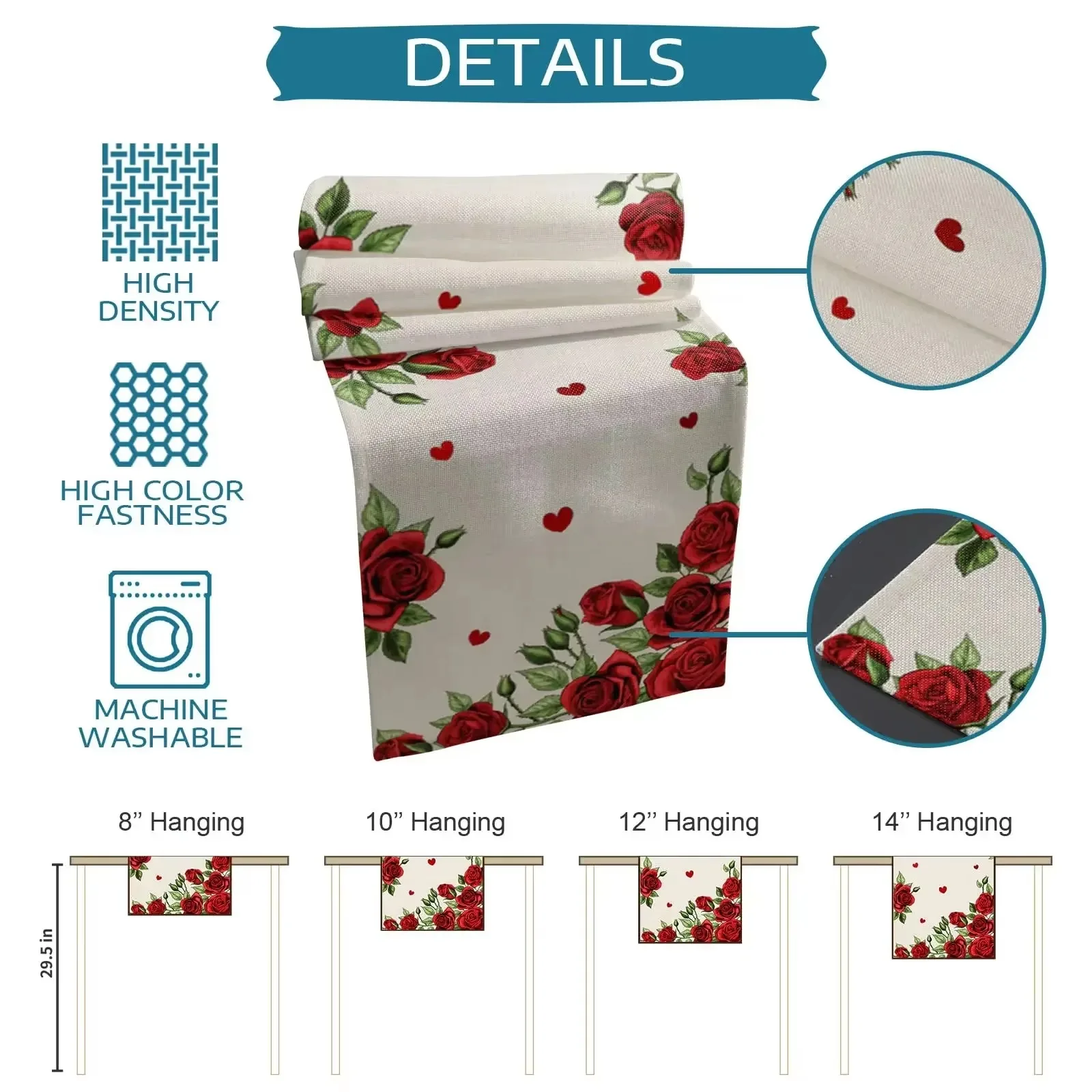 VIKAMA DIY Custom Photo Table Runner, Custom Logo Text Rectangular Table Scarf for Home Dining Party Table Decoration