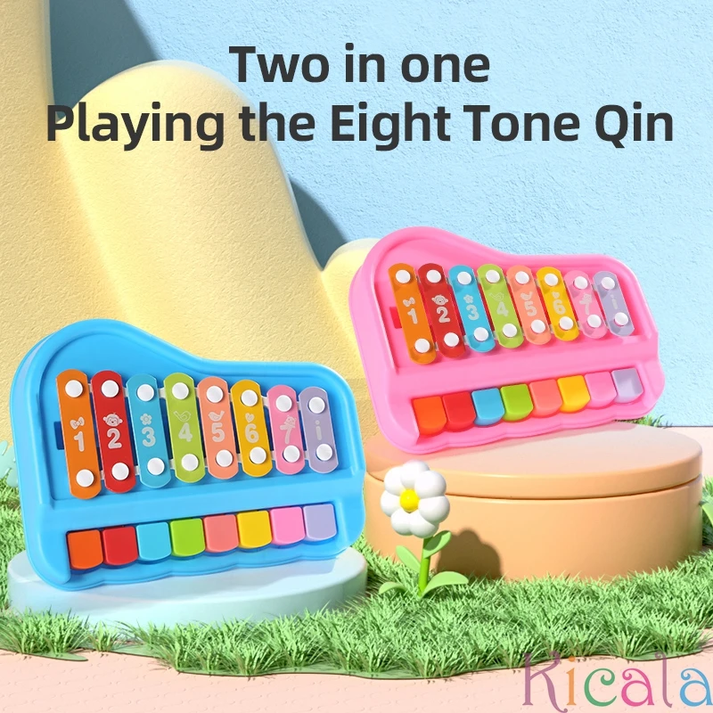 Early Educational Eight Tone Hand Knocking Two In One Xylophone Instrument Infant And Young Children Music Toy Piano For Gift