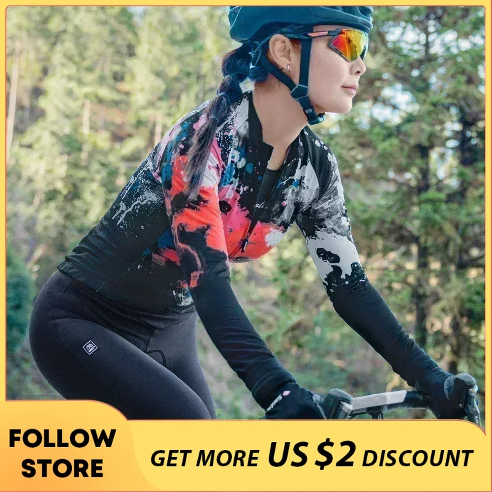 Santic Cycling Jersey Womens Windproof Autumn Winter Outdoor Sports Outerwear Tops Fleece MTB Bike Road Ridling Bicycle Clothing