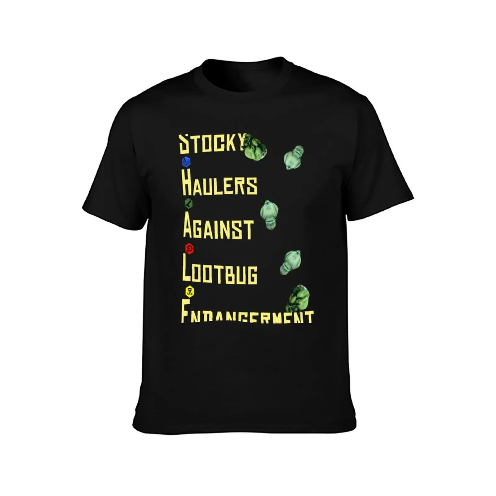 ديبرك المجرة S.H.A.L.E ستوكي هولرز ضد Lootbug Endangerment تي شيرت تي شيرت للرجل جرافيك تي شيرت