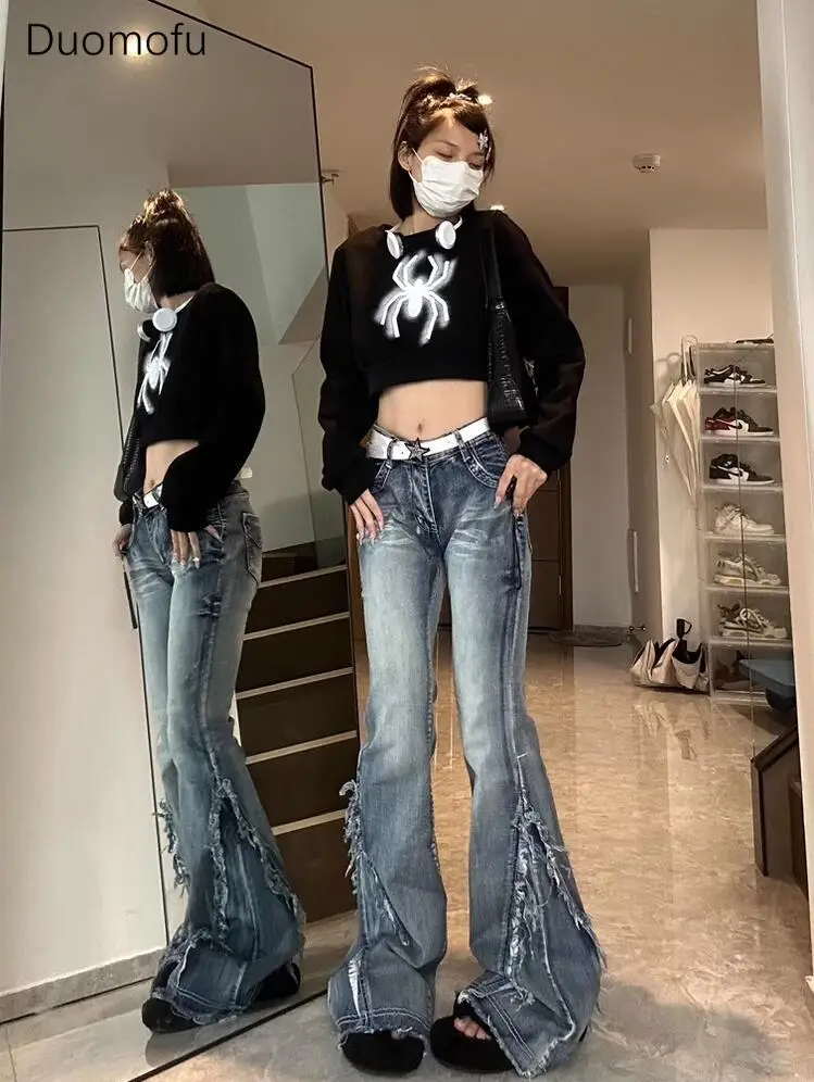 Duomofu American Vintage Washed Distressed Loose Women Jeans Autumn New Classic Straight Fashion Simple Casual S-XL Female Jeans