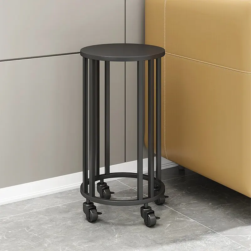 Minimalist Round Floor Iron Plant Stand Wheeled Movable Fish Tank Support Balcony Flower Pot Rack for Home Indoor Garden Decor