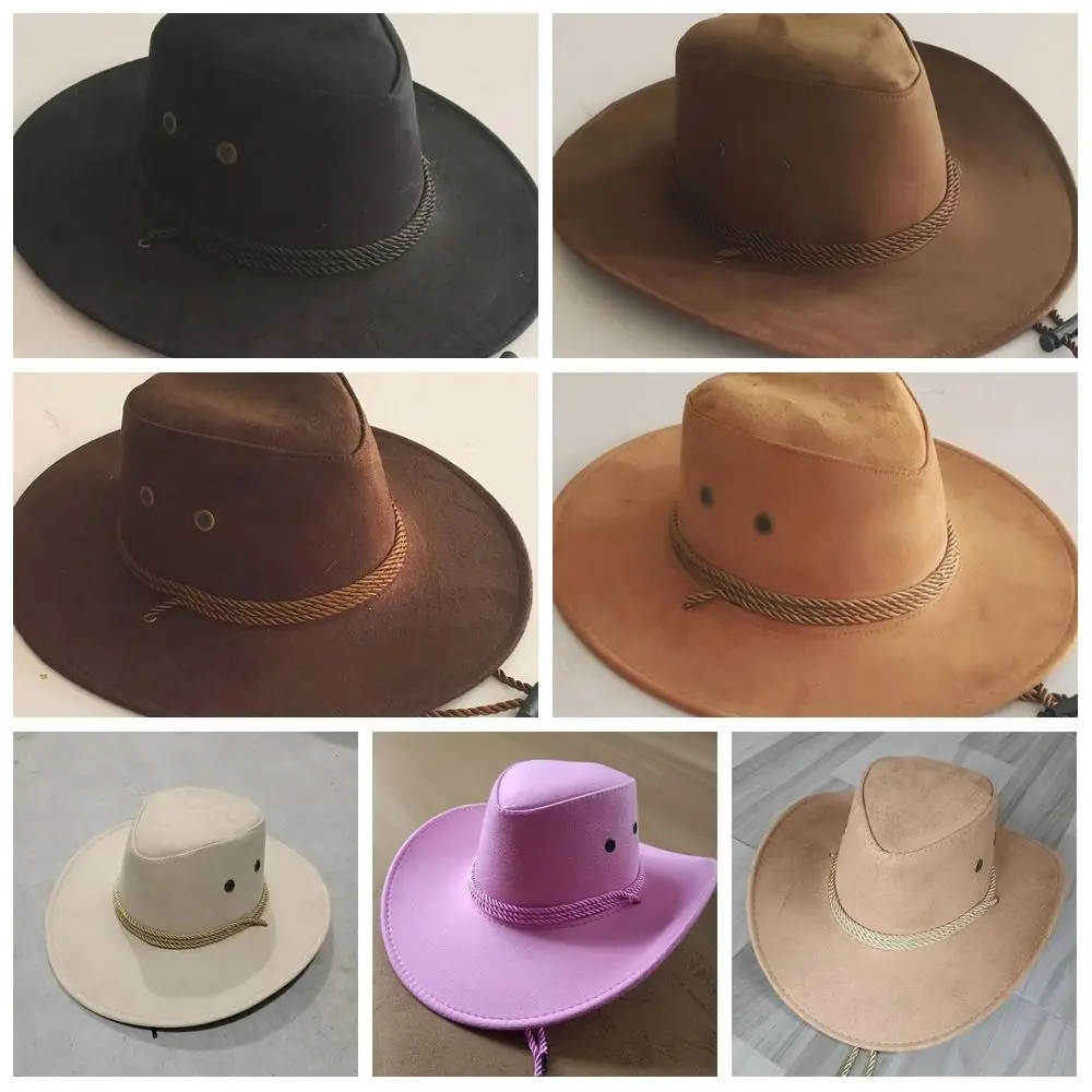 Elegante cappello da cowboy occidentale a tesa larga Cappello da cavaliere Cappello da spiaggia Cappello da sole estivo Cappello da arrampicata Cappello da protezione solare Uomo/Maschio
