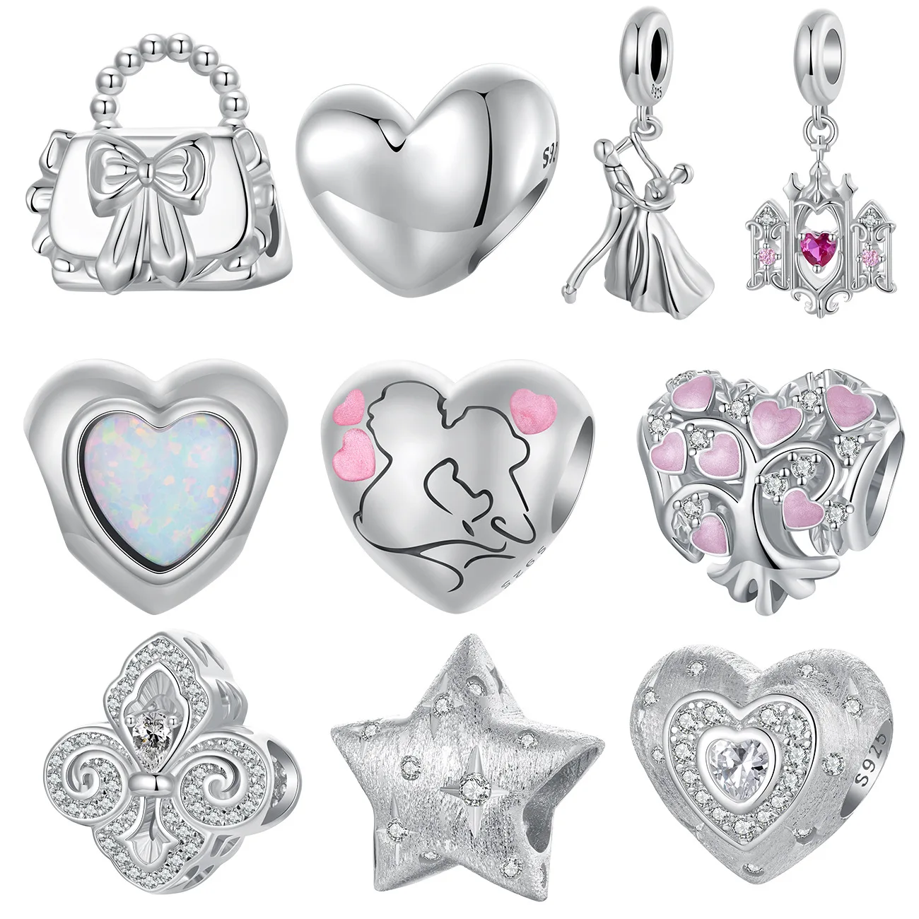 

Подвески в виде дерева Love Life, серебро 925, сверкающие бусины в форме сердца, браслет «сделай сам», подвеска для танцев на День святого Валентина, циркон для женских украшений