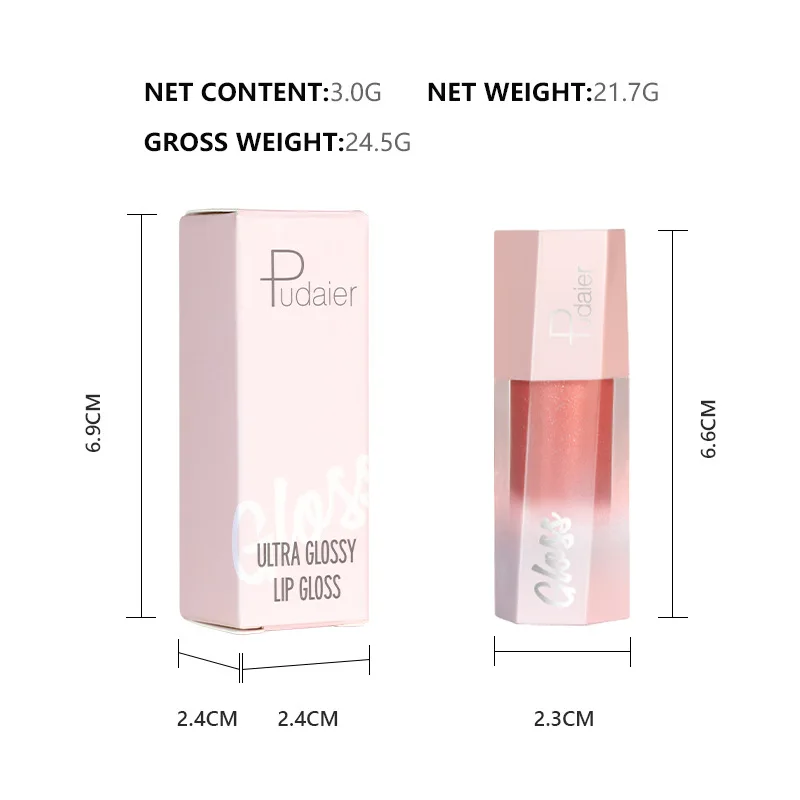 Pudaier Non-stick Cup Lip Gloss Non-fading Lip Lacquer European and American Wholesale Lip Glaze