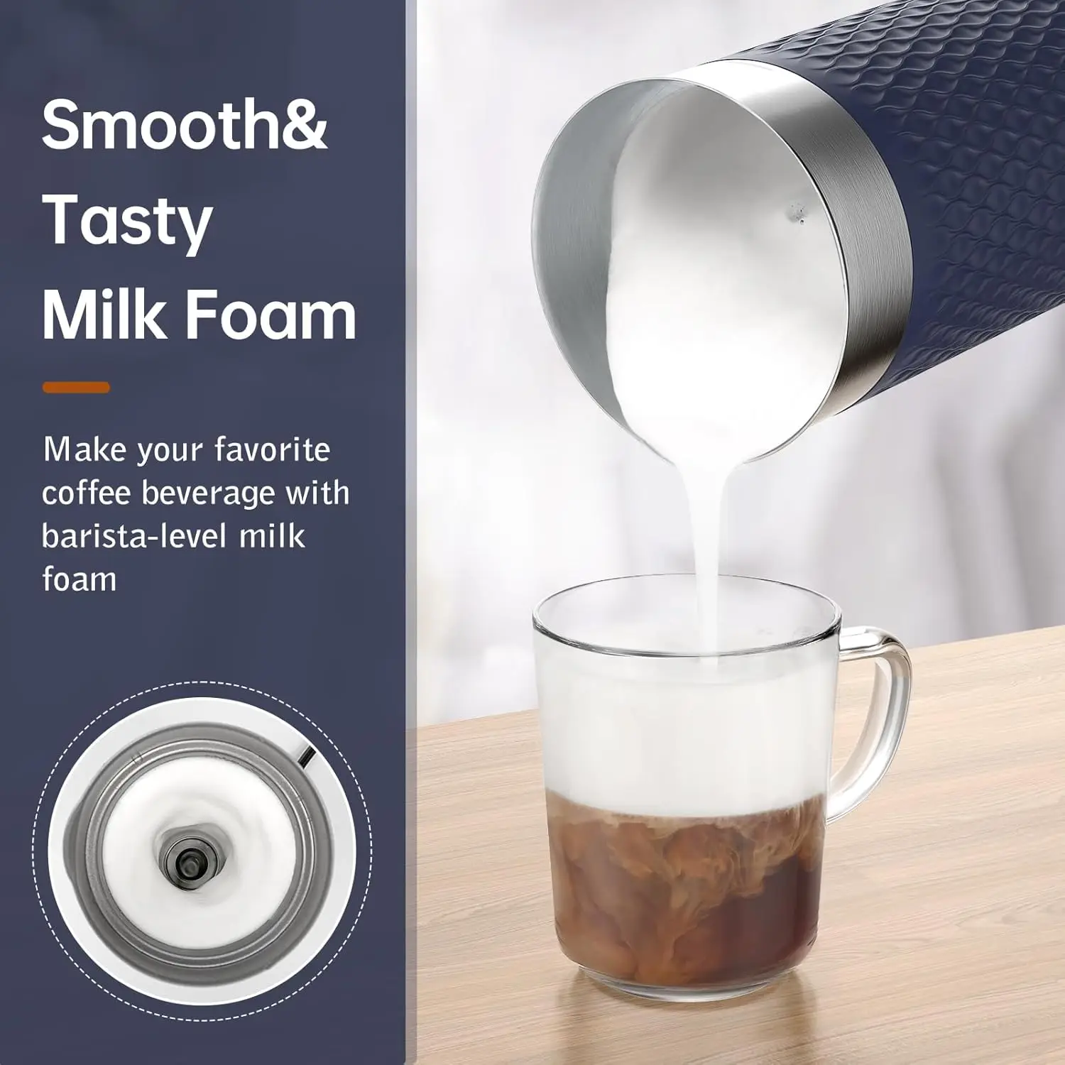 Milk Frother, 4-in-1 Electric Milk Steamer, Automatic Warm and Cold Foam Maker and Milk Warmer for Latte, Cappuccinos, Macchiato