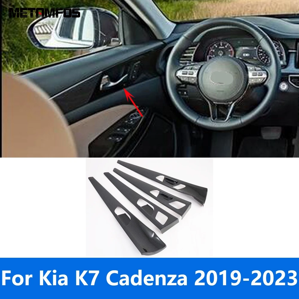

Внутренняя дверная ручка, чаша, панель, накладка, наклейка для Kia K7 Cadenza 2019-2021 2022 2023, аксессуары из углеродного волокна, Стайлинг автомобиля