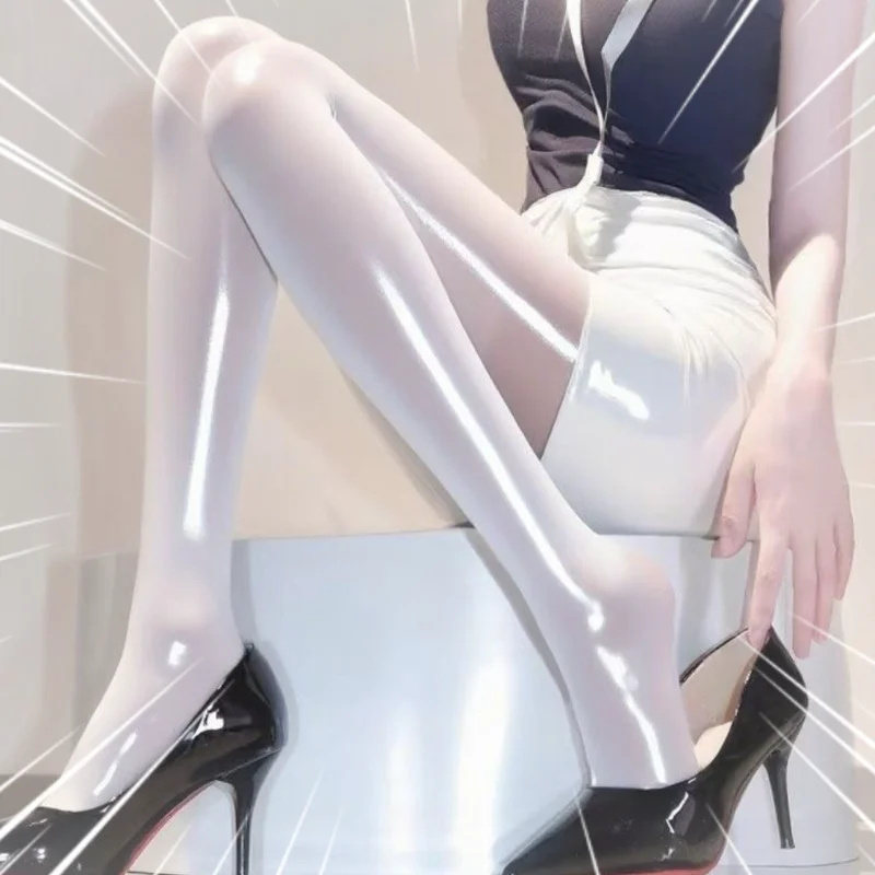 Hochglänzende, ölhaltige, dünne, atmungsaktive, hochelastische Damenstrumpfhose in Übergröße, transparente Strumpfhose – Detail 2