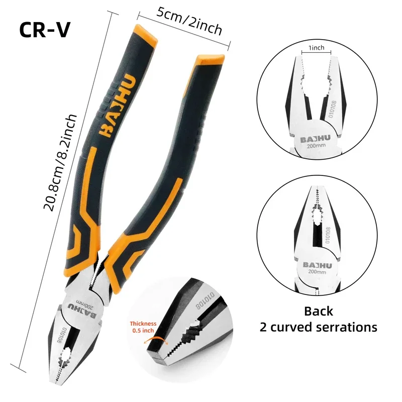 Multifunctional Wire Pliers Sharp Large Opening Diagonal Pliers Needle Nose Pliers for Cutting Twisting and Clamping Metal Wires