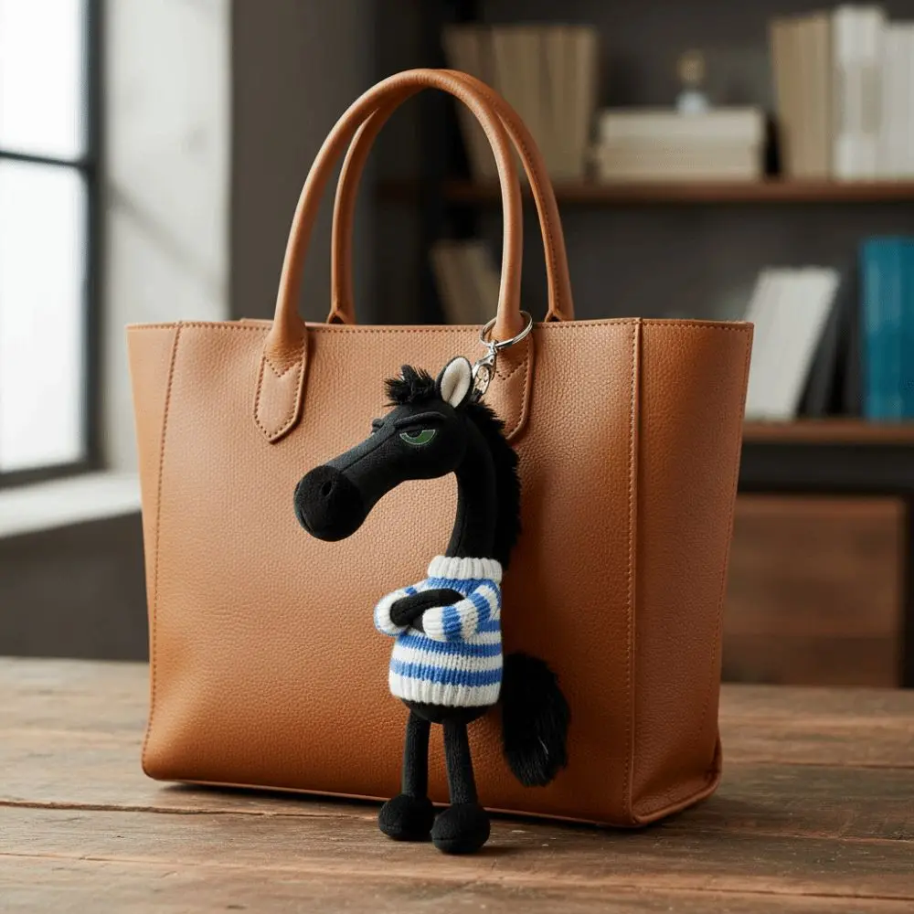 Porte-clés cheval foncé en peluche créatif, mignon et doux, poupée de cheval de Simulation, mascotte, Style chinois, Figurine de poney du zodiaque, cadeau d'anniversaire