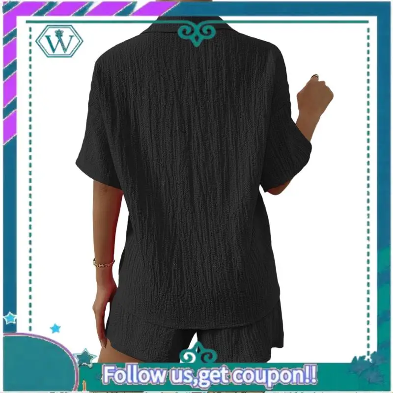 

A09P Women Summer Short Sets 2 Piece Shorts Top Lounge Beach Vacation Two Piece Outfits Tracksuits