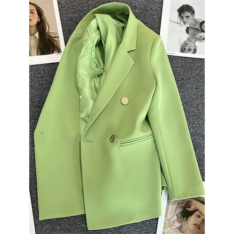 

Ladies' Oversized Commute Suit Jaet Metal Bule Casual Interview Polyester Long Sve Color Faionable Outerwear