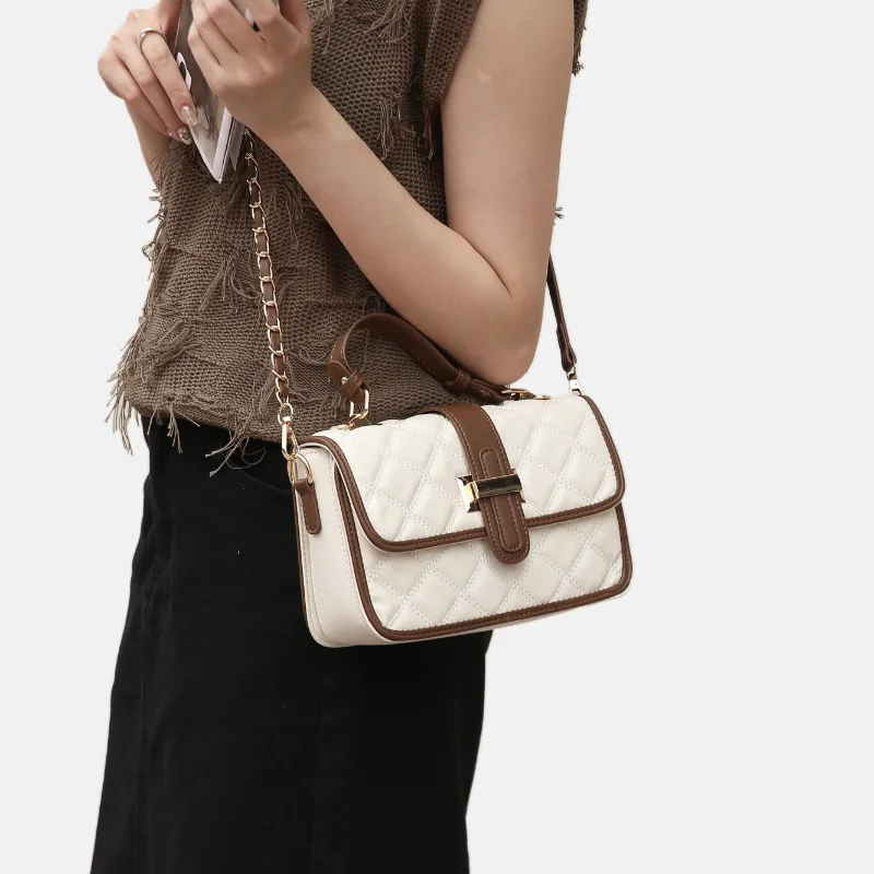 Xiaoxiangfeng سلسلة الماس حقيبة مربعة صغيرة جديدة عصرية ومتعددة الاستخدامات، حقيبة كتف محمولة شهيرة للنساء