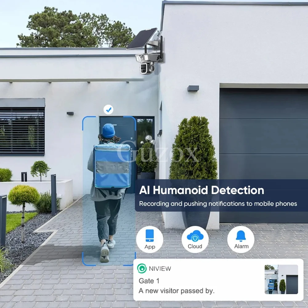 Guzox 20X Zoom PTZ Cam 2K 4MP WiFi telecamera di sicurezza solare IP66 Outdoor 4G Dual Lens Human Auto Tracking P2P Survelliance Camera