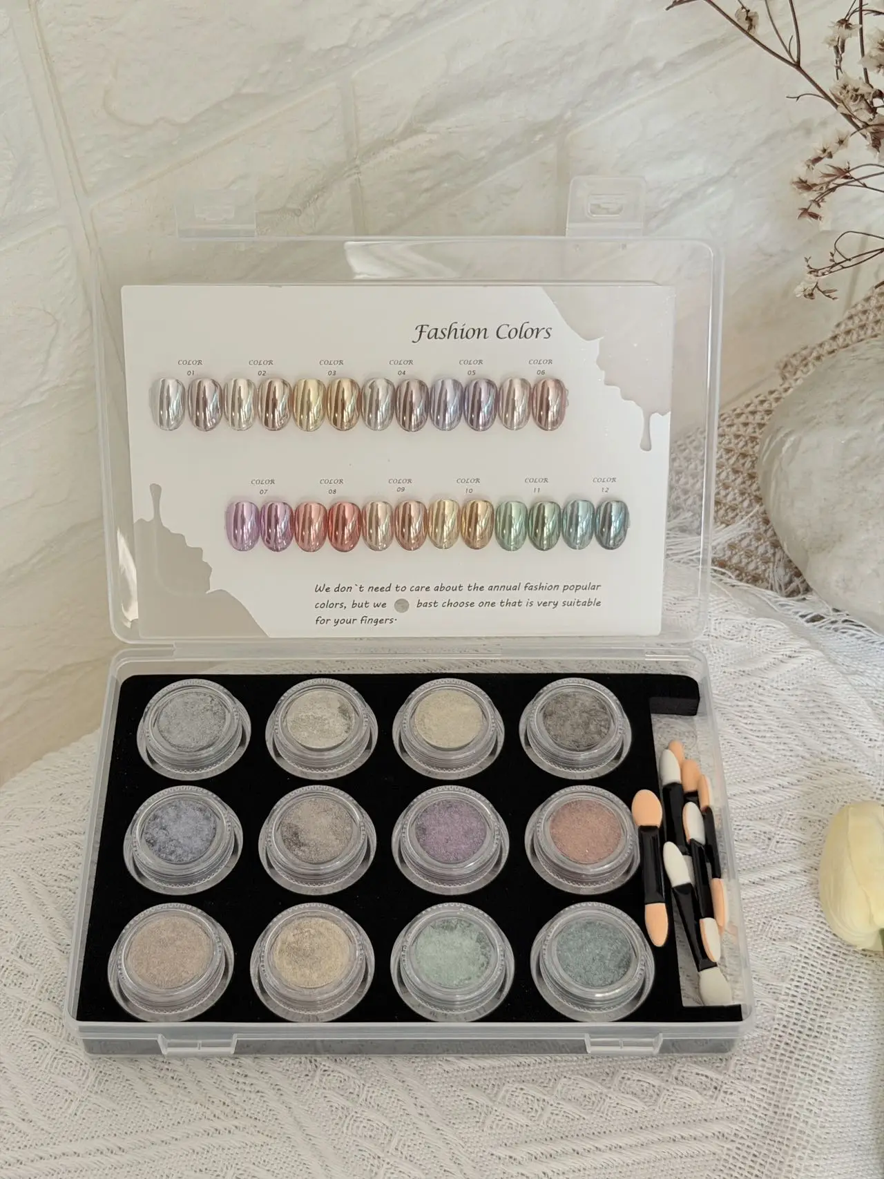12-piece pack of Aurora Ice Skin Powder Mermaid Chrome Nail Glitter Powder Aurora Moonlight High-Quality Luxury Pigment Nail Art