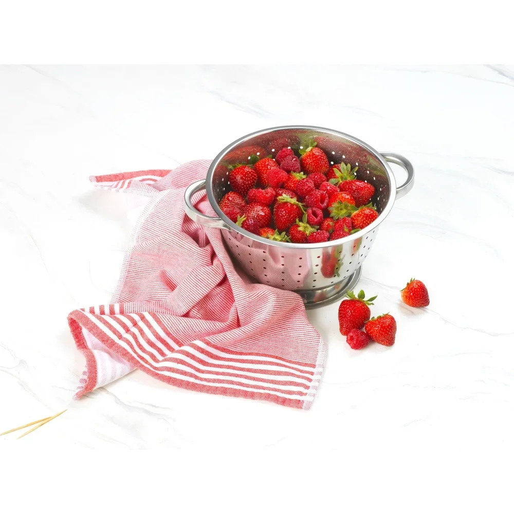 

Pro Stainless Steel Colander 3qt Pasta Drain Fruits Vegetables Beans Kitchen Tool Elevated Base Sturdy Handles Durable