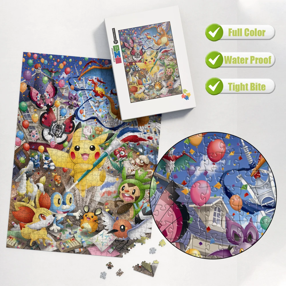 

Pokemon Pikachu Jigsaw Puzzles 1000Pcs Fun Brain Teaser Puzzles Educational Toys for Kids Adults Game Family Party Activity Gift
