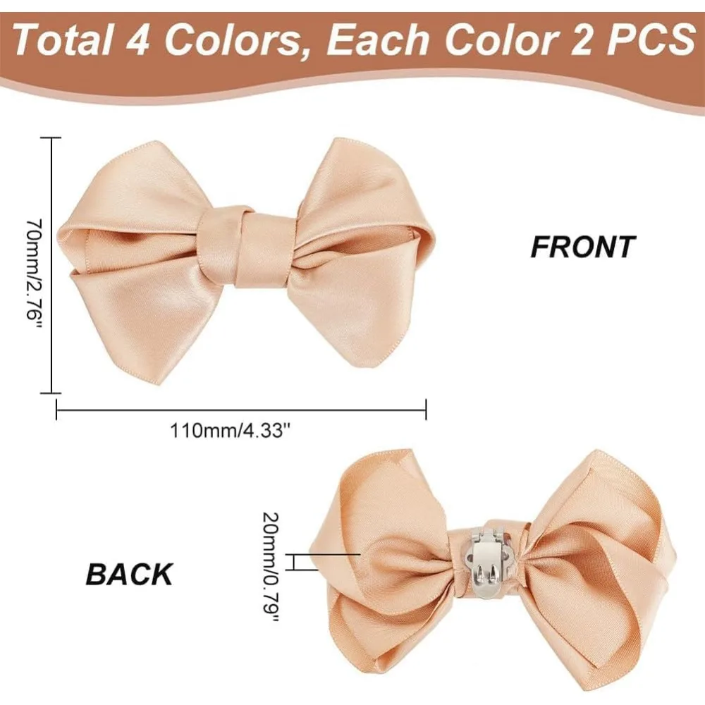 8pcs Bow Shoe Clips 4 Colors Polyester Satin Bow Butterfly Shoe Clips Detachable Shoes Buckle Bowknot Shoe Decorations