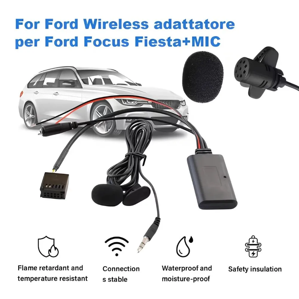 Lossless Bluetooth Music Adapter for Ford Fiesta Focus with Microphone Streaming Audio Input Cable