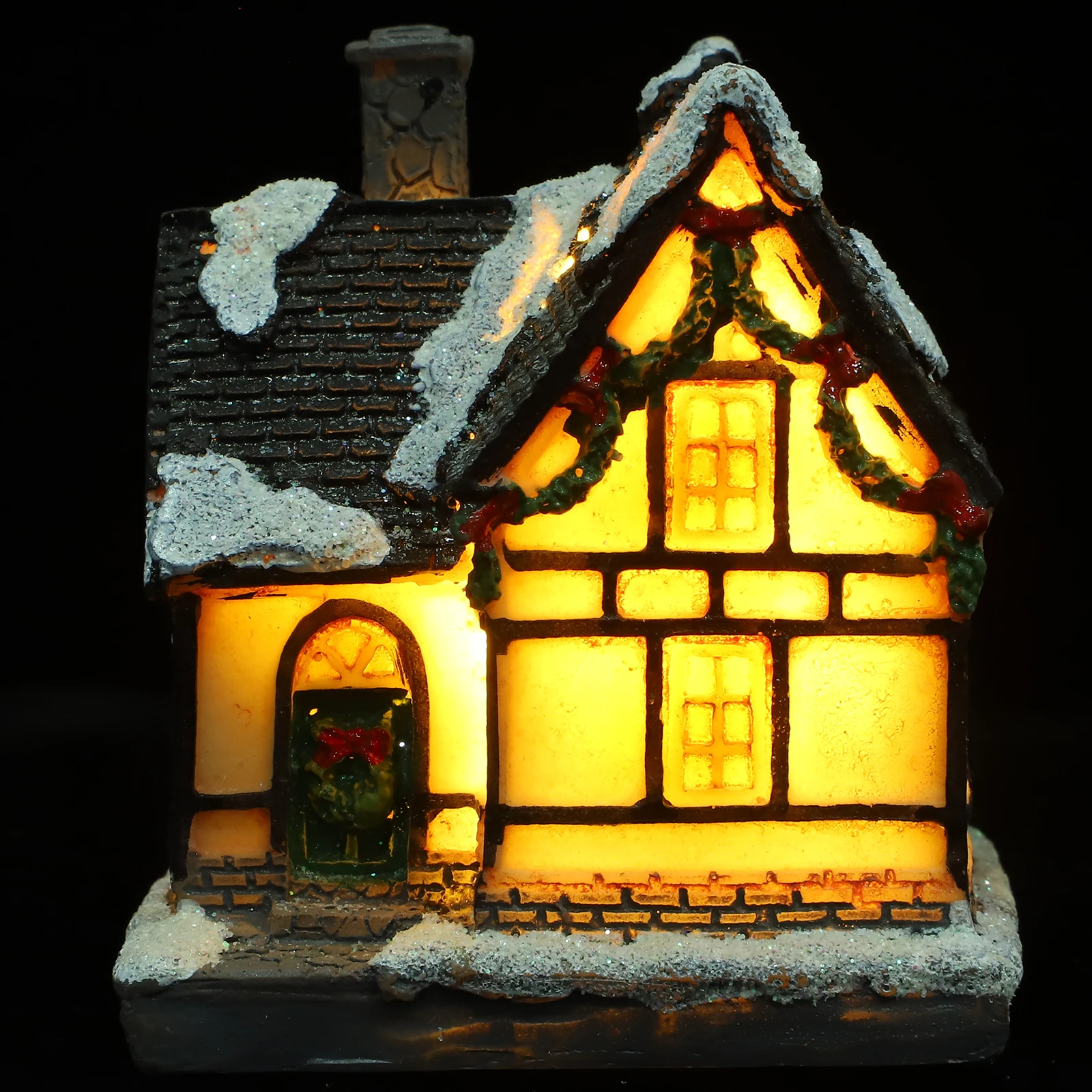 

1Pcs Christmas Glowing Cabin Resin Desktop Ornament Home Office Decoration Luminous Christmas Glowing Cabin
