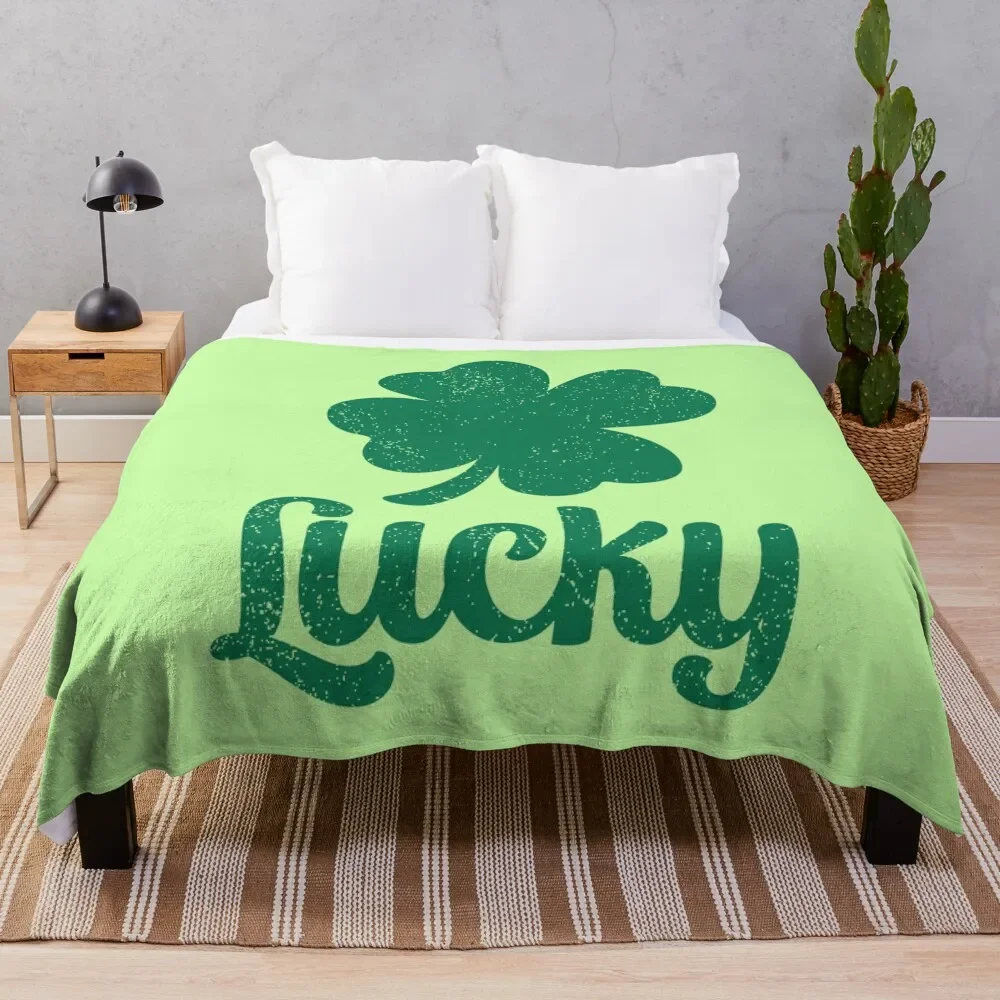 Four Leaf Clover Lucky Flannel Throw Blanket for Couch Sofa Bed Blanket Warm Lightweight Super Soft Gift Blanket for Girls Boys