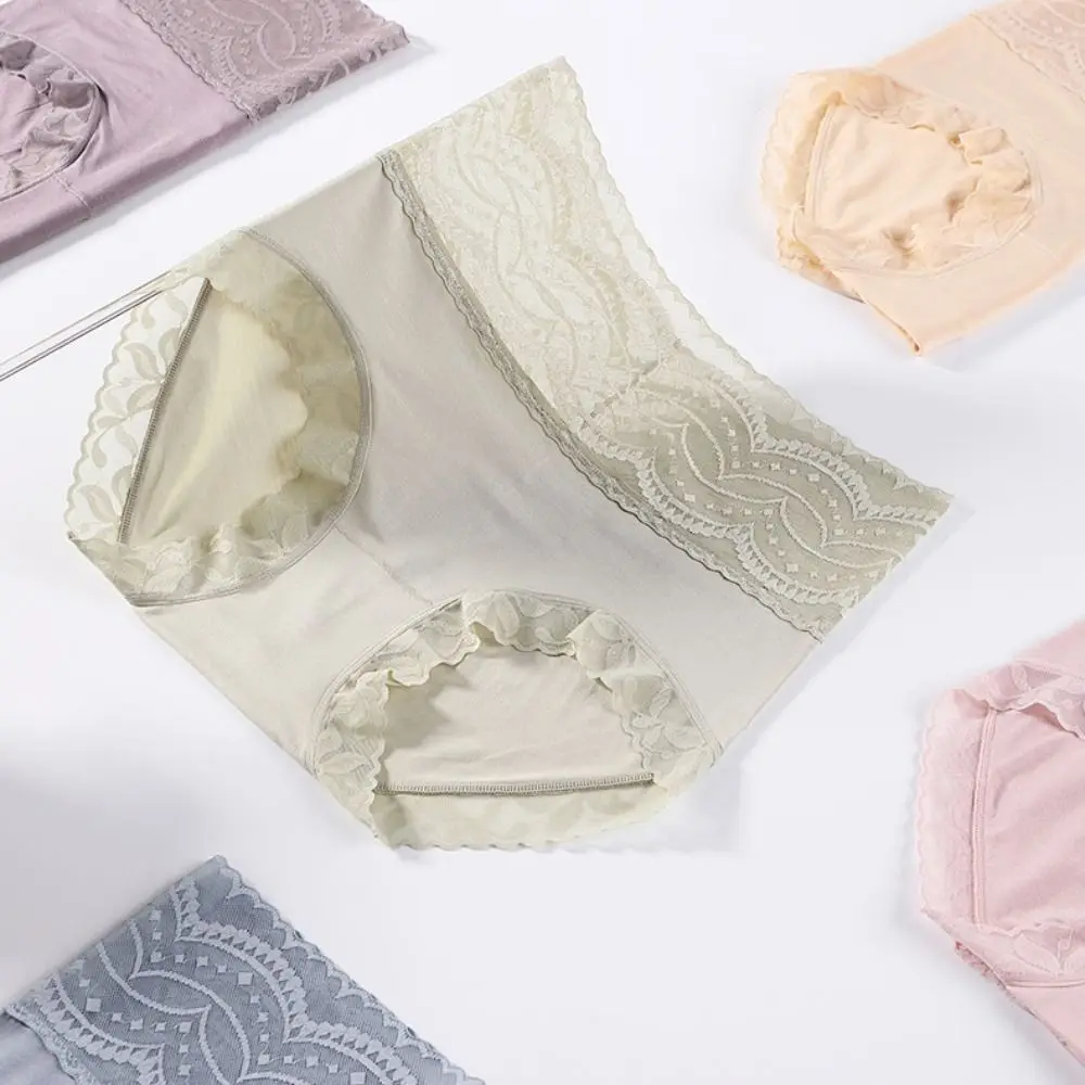 

High Waist Lace Seamless Briefs Shapewear Thin Slimming Underpants Cotton Crotch Belly Contracting Tummy Control Underwear