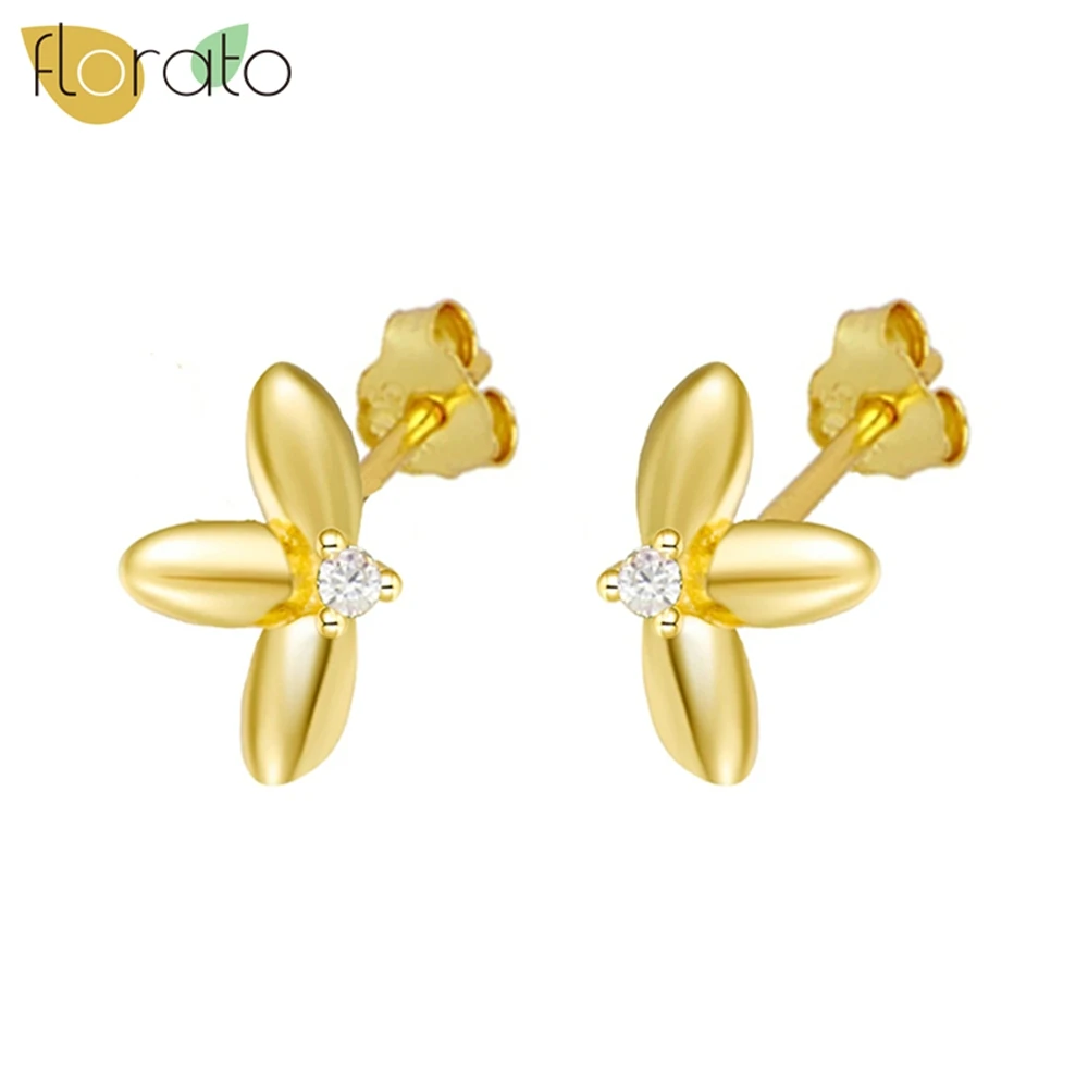 925 Sterling Silver Ear Needle Small Fresh Simple Gold Silver Earring Mini Three Leaf Design Exquisite earring for women Jewelry