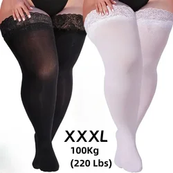 Women Plus Size Fat Sexy Stocking Lace Top Silicon Strap Anti-skid Thigh Lace Stockings Female Erotic Gift Nightclub Stockings