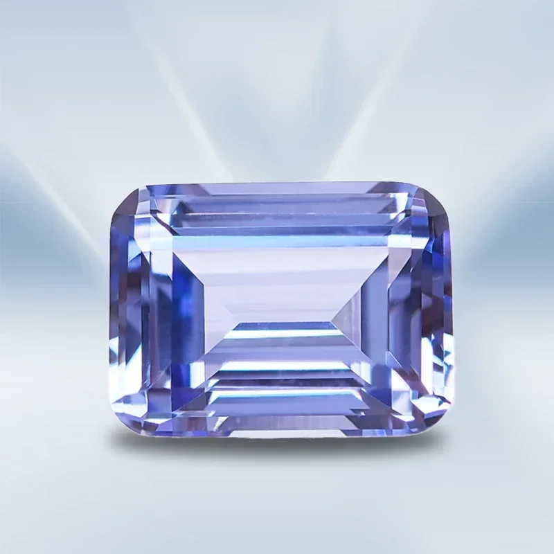 

Lab Grown Sapphire Cornflower Color Emerald Cut VVS1 Gemstone Charms DIY Jewelry Making Materials Selectable AGL Certificate