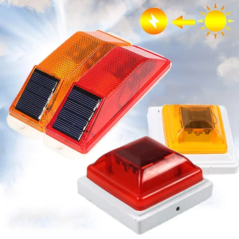 Car LED Solar Lights Rechargeable LED Solar Strobe Warning Lamp Night Auto Driving Traffic Safety Caution Light Chip Control 1Pc