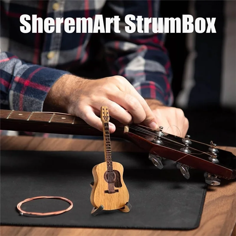 

AA67-3SET Sherum Strumbox,Sheremart Strumbox, Wooden Acoustic Guitar Pick Box With 3 PCS Guitar Pick,Guitar Pick Display Case