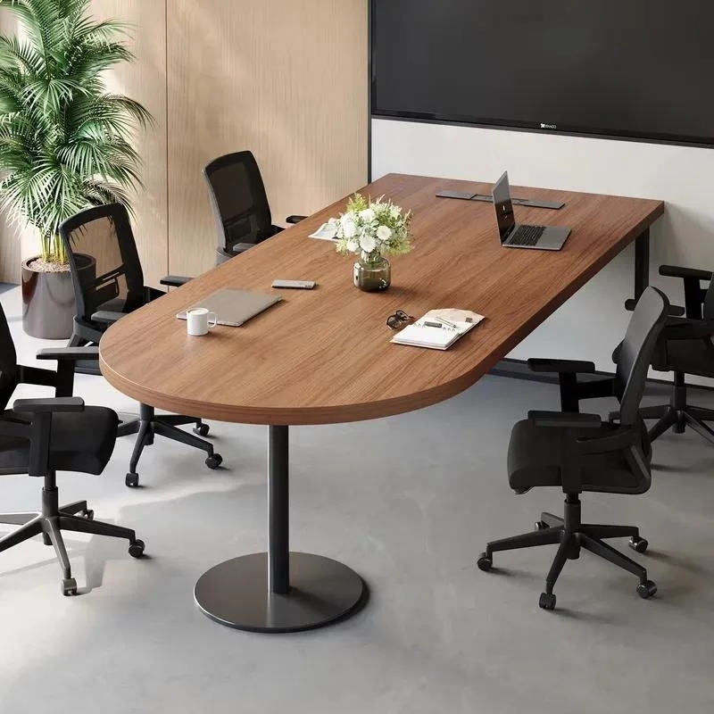 Modern Oval Conference Table with Chairs Steel Semicircular Long Desk for Meeting Negotiation Small Training Room Furniture