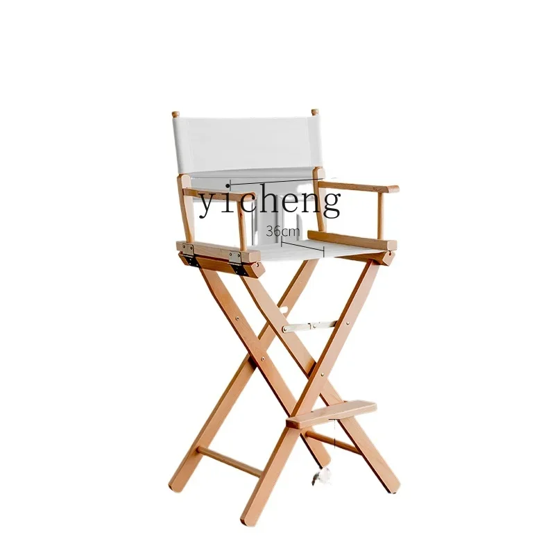 

Tqh Solid Wood Outdoor Portable Folding Chair Backrest Beach High Chair Simple Casual Canvas Director Chair