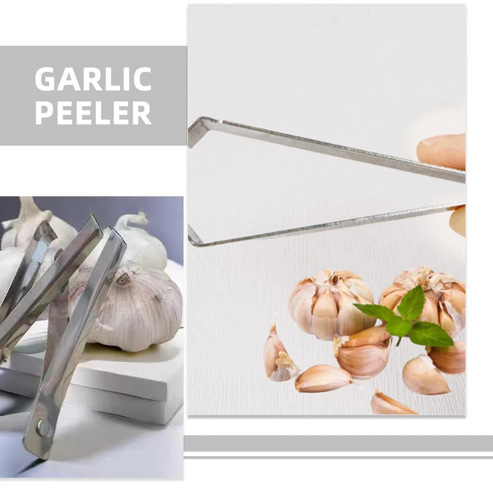 3Pcs Stainless Steel Garlic Peeler Tool Small Portable Reusable Garlic Peel Tools for Safe Effortless Peeling At Home Or Kitchen