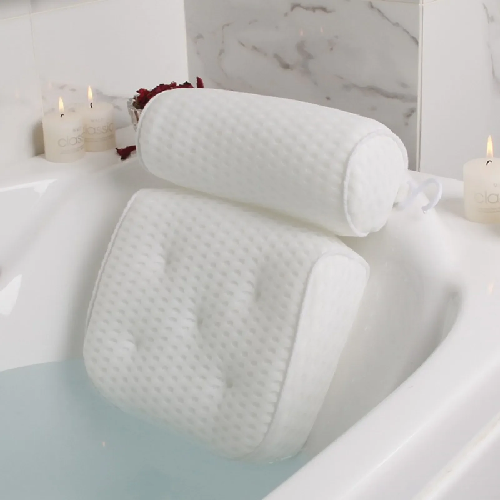 1/2 Pcs Spa Bathtub Pillow with Anti-Slip Suction Cups for Neck and Back Support, Air Mesh Bathtub Bathroom Accessory