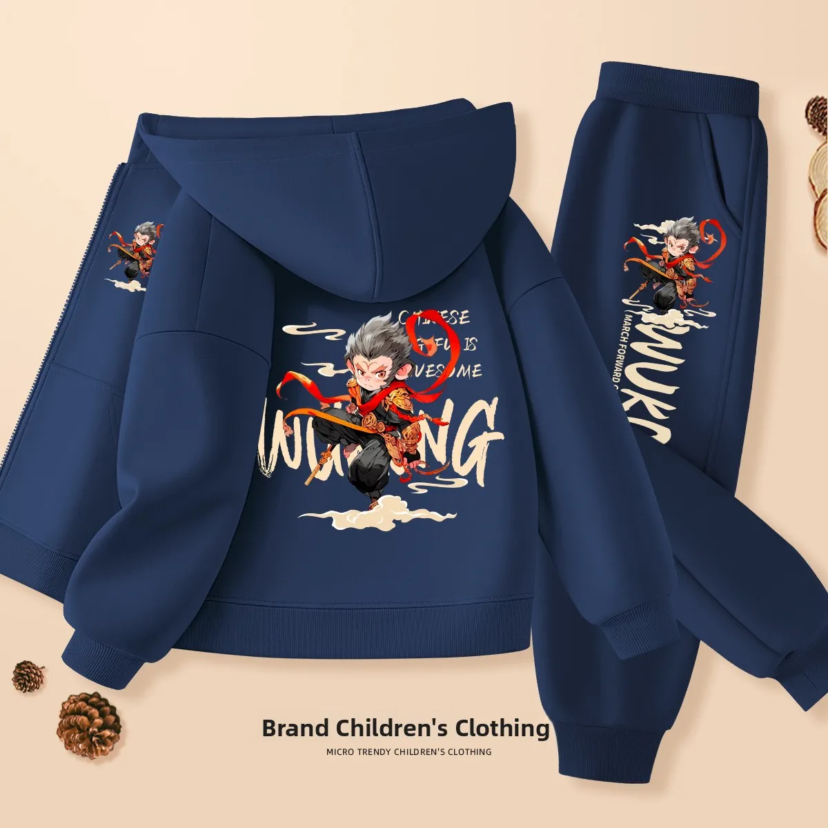 true-weave-js-ボーイズ春秋セット子供用モンキーキングジャケット中型および大型子供用春服綿ポリエステル繊維