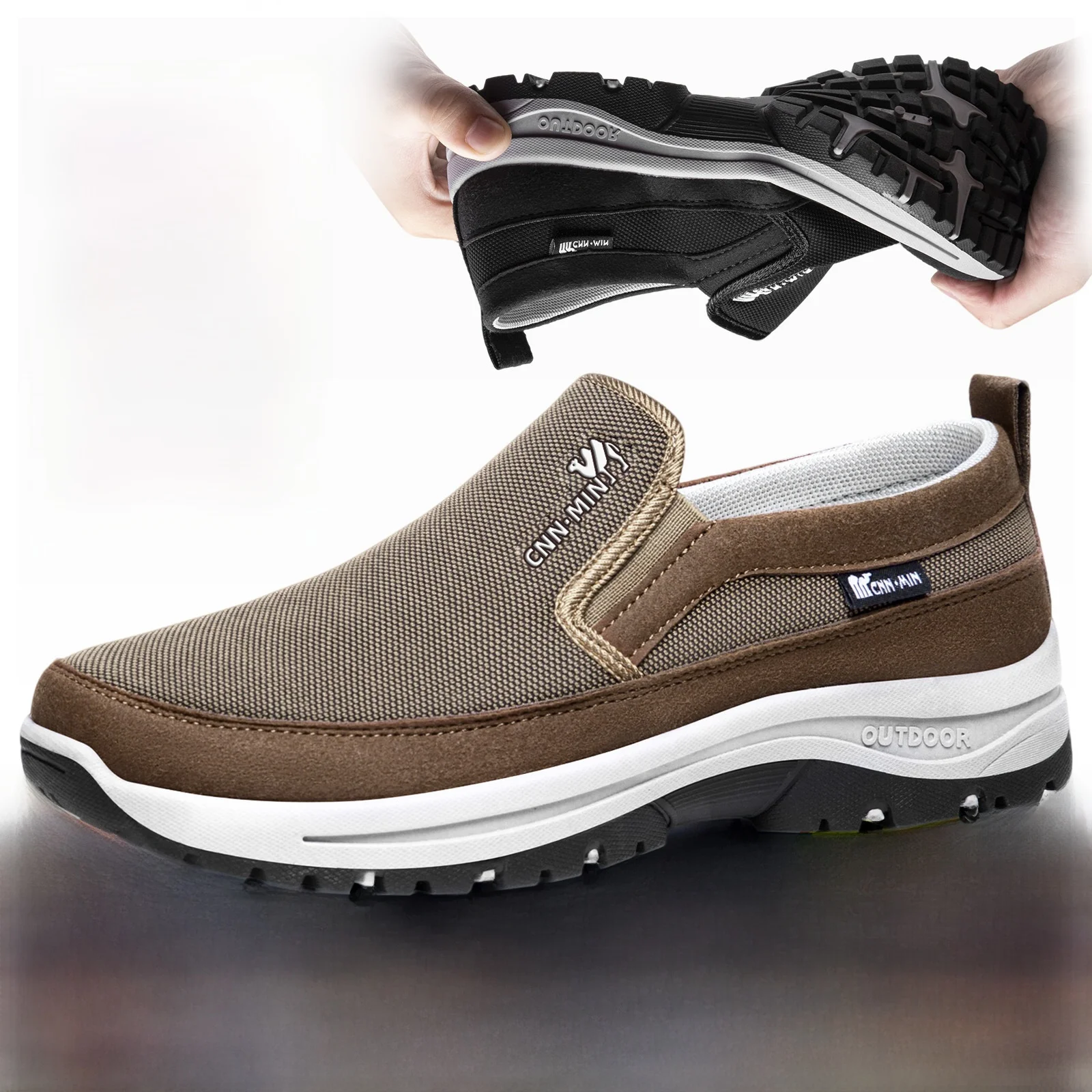 

Comfortable Casual Shoes Versatile Light Weight Slip-On Dad Shoes Spring Season Breathable Leather Upgraded PVC Anti-Slip
