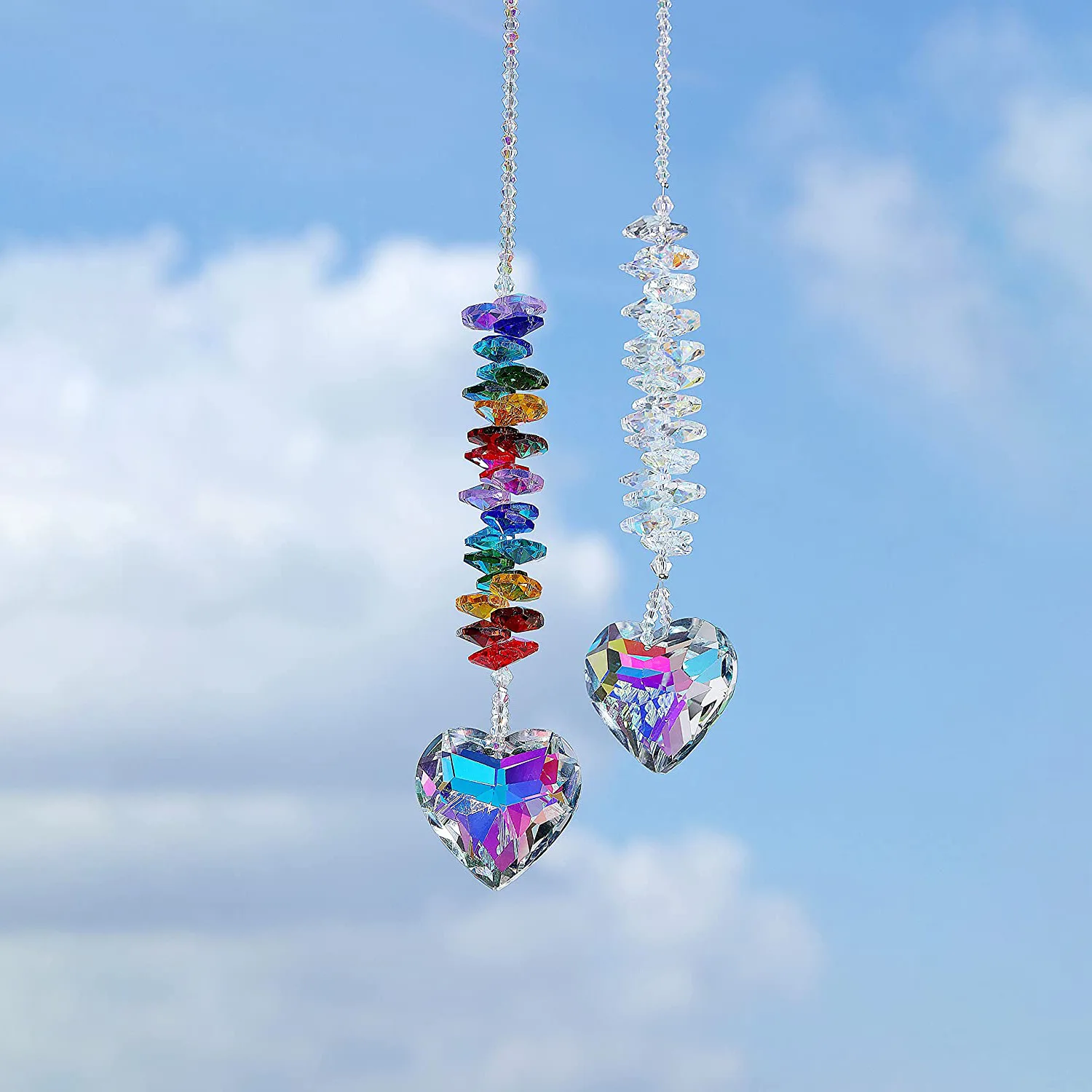 1 PCs Heart Crystal Suncatcher Prism Light Catcher Pendant Window Hanging Rainbow Maker Car Charms Garden Home Decoration 2023