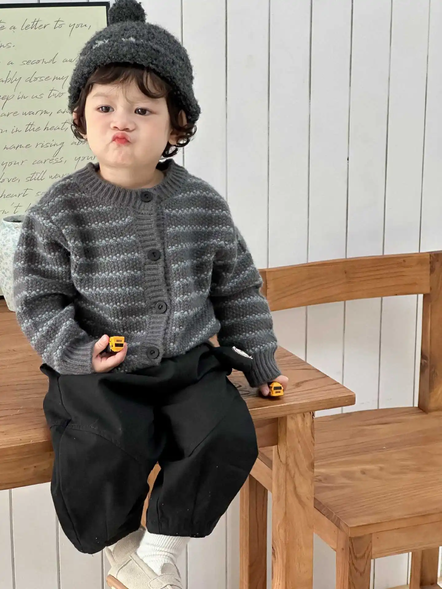 2025 Autumn New Children Long Sleeve Sweater Coat Baby Girls Knitted Cardigan Boys Striped Jacket Infant Toddler Cotton Clothes